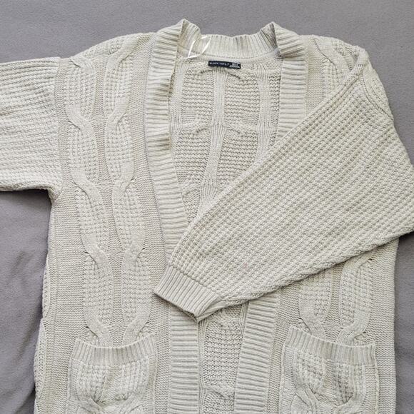 Other Sweaters - Sweater Cable Knit Womens Large Oversize Beige Cardigan Chunky Grandma